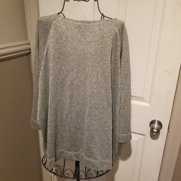NWT Lane Bryant 22/24 Plus Size 3XL Silver Metallic Top with Sequin Pocket - Picture 6 of 8
